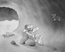 Cropped image of cave family 'watching' a drawing ... from the Leunig cards site ... :)